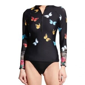 Johnny Was Gracie Wild Butterfly Surf Long Sleeve Top